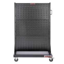 Verrijdbare trolley met 96 magazijnbakken – verrijdbaar magazijnrek - tweezijdig opbergrek. Verrijdbare trolley met 96 magazijnbakken – verrijdbaar magazijnrek - tweezijdig opbergrek.