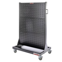 Verrijdbare trolley met 96 magazijnbakken – verrijdbaar magazijnrek - tweezijdig opbergrek. Verrijdbare trolley met 96 magazijnbakken – verrijdbaar magazijnrek - tweezijdig opbergrek.