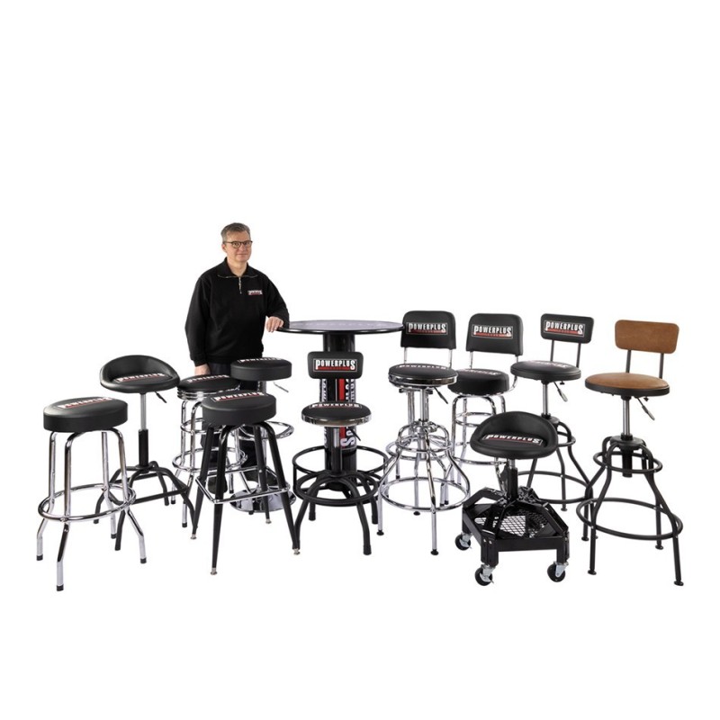 Stabiele statafel – bartafel met voetsteun en Powerplustools logo. Stabiele statafel – bartafel met voetsteun en Powerplustools logo.