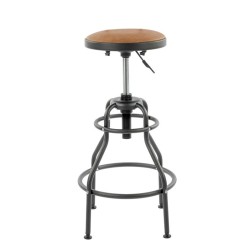 In hoogte verstelbare barkruk – gitaarkruk met rugsteun en voetsteun – bruin. In hoogte verstelbare barkruk – gitaarkruk met rugsteun en voetsteun – bruin.