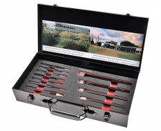 Set beitels - centerpons - pendrijvers in metalen opbergbox