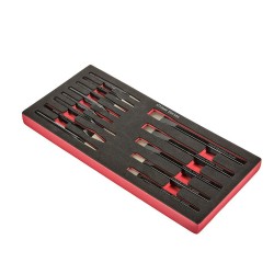 Set beitels - centerpons - pendrijvers in metalen opbergbox Set beitels - centerpons - pendrijvers in metalen opbergbox