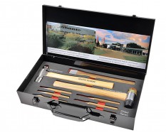 Set Montagehamer - steenbeitel - centerpons in metalen opbergbox