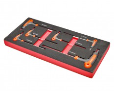 Zesdelige T-Imbusset met kunststof handvat – T Inbus in soft foam module.