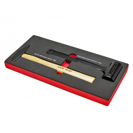 Tweedelige set hamers, bankhamer plus terugslagvrije hamer in soft foam module.