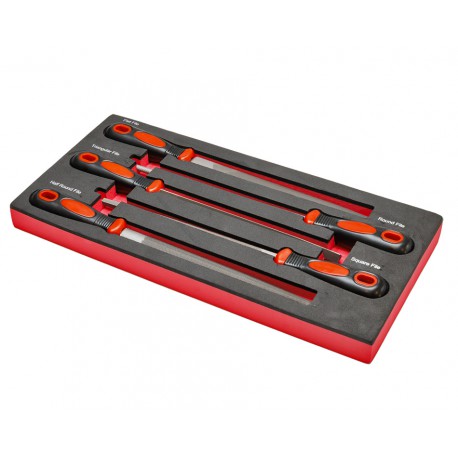 Vijf-delige vijlenset in soft foam module – set ijzervijlen.