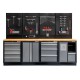 Werkbank set met hardhouten werkblad, gereedschapskast, gereedschapsbord matzwart, - 10 laden - 272 x 46 x 94,5 / 199,5 cm