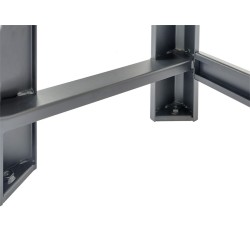 In hoogte verstelbare werkbank 200 cm. met lakschade