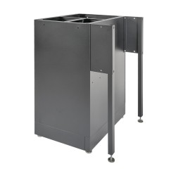 Zwarte, brede werkplaatskast 136 cm met 7 laden, afvalbak en magazijnbakjes Zwarte, brede werkplaatskast 136 cm met 7 laden, afvalbak en magazijnbakjes