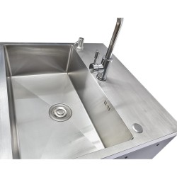 Werkplaatskast matzwart met 2 deuren inclusief zeeppomp, RVS wasbak en waterkraan