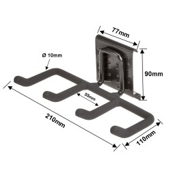 4-puntige wandhaak - 13 x 21 x 9 cm. tuingereedschap ophangen - opbergen - opbergsysteem - ophangsysteem  aan de muur.