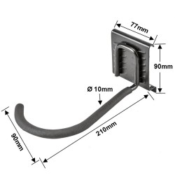Metalen strip 60 cm met drie fietswiel ophanghaken - fietswielen ophangen