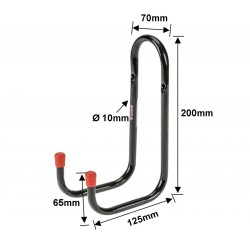 Dubbele wandhaak – muurbeugel – metalen wandbeugel 200 x 125 x 70 x Ø 10 mm
