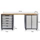 Werkbank Elite-Line 217 x 55,5 x 96 cm. met 5 laden en hardhouten blad.