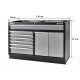 Werkplaatskast 136 cm breed met 7 laden, afvalbak en magazijnbakjes