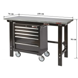 Werkbank kleur zwart 150 cm online kopen. Webshop Powerplustools.be