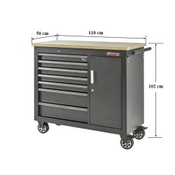 Grote professionele mat zwarte gereedschapswagen – werkbank op wielen – verrijdbare werkbank