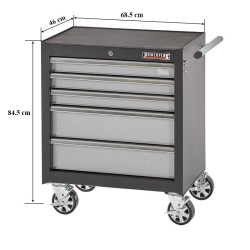 Gereedschapswagen grijs/antraciet 5 laden leeg met quick lock