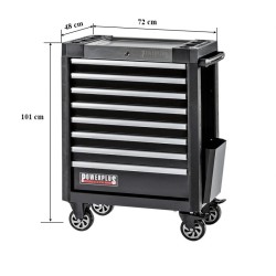 Gevulde gereedschapswagen zwart 8 laden 72 x 48 x 101 cm
