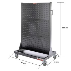 Verrijdbare trolley voor magazijnbakken – verrijdbaar magazijnrek - tweezijdig opbergrek Verrijdbare trolley voor magazijnbakken – verrijdbaar magazijnrek - tweezijdig opbergrek