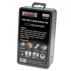 HSS Cobalt M35 borenset – 25-delig 1–13 mm – metalen box – Powerplustools HSS Cobalt M35 borenset – 25-delig 1–13 mm – metalen box – Powerplustools