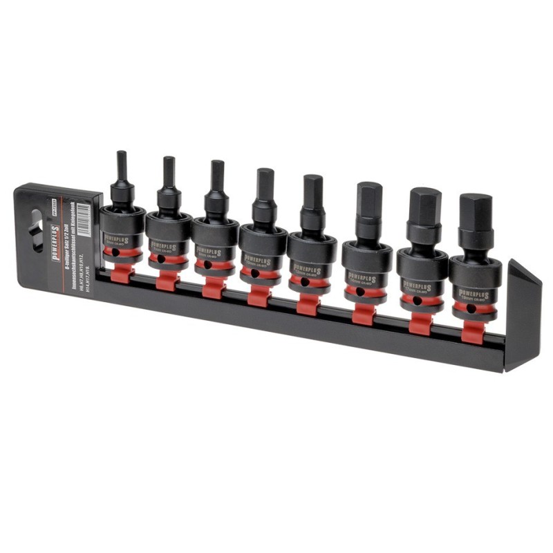 Inbus bit doppenset 1/2 inch met kniegewricht 8-delig H6–H19 – Powerplustools
