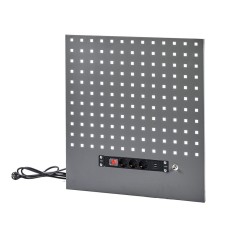 Gereedschapsbord grijs 60 x 66,5 x 3 cm met 3 x stopcontact en 2 x USB poort voor Elite Line - Powerplustools
