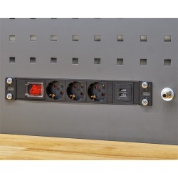Gereedschapsbord grijs 60 x 66,5 x 3 cm met 3 x stopcontact en 2 x USB poort voor Elite Line - Powerplustools Gereedschapsbord grijs 60 x 66,5 x 3 cm met 3 x stopcontact en 2 x USB poort voor Elite Line - Powerplustools