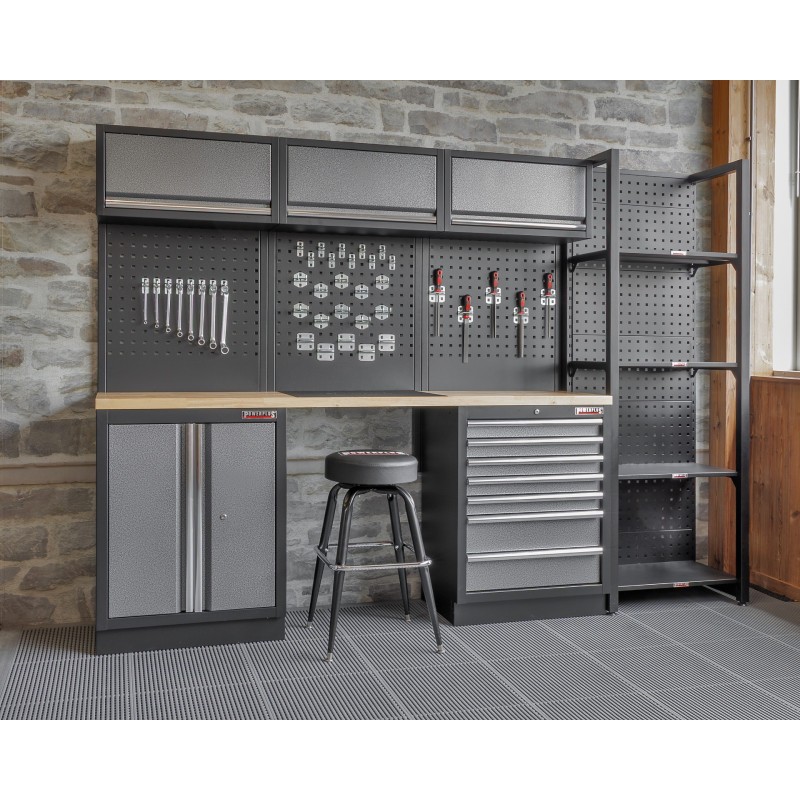 Werkbank Set 274 x 46 x 200 cm met Gereedschapswand en Opbergkasten – Professionele Werkplaatsinrichting Werkbank Set 274 x 46 x 200 cm met Gereedschapswand en Opbergkasten – Professionele Werkplaatsinrichting