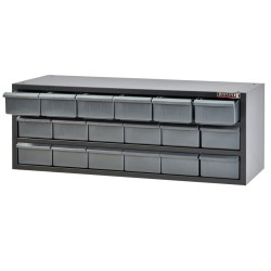 Kast 83 x 30 x 30 cm. met kunststof bakjes voor inbouw in bedrijfswagen – onderdelenkast.