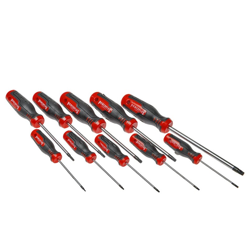 Set 10 Torx Schroevendraaiers van S2 gereedschapsstaal, met kunststof handvat Set 10 Torx Schroevendraaiers van S2 gereedschapsstaal, met kunststof handvat