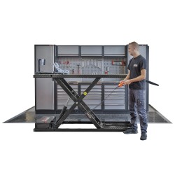 Motorheftafel – motorfiets heftafel elektrisch in hoogte verstelbaar - met wielklem 0377S Motorheftafel – motorfiets heftafel elektrisch in hoogte verstelbaar - met wielklem 0377S