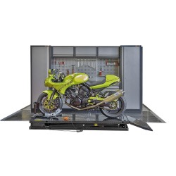 Motorheftafel – motorfiets heftafel elektrisch in hoogte verstelbaar - met wielklem 0377S Motorheftafel – motorfiets heftafel elektrisch in hoogte verstelbaar - met wielklem 0377S