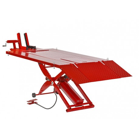 Extra brede en extra lange motorheftafel pneumatisch rood