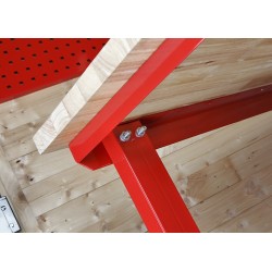 Werkbank rood 120 cm met hardhouten blad Werkbank rood 120 cm met hardhouten blad