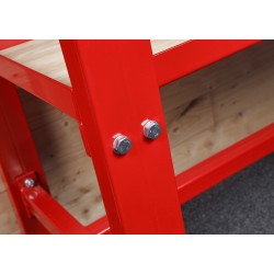Werkbank rood 150 cm met hardhouten blad