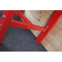 Werkbank rood 150 cm met hardhouten blad