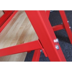 Werkbank 150 cm met hardhouten blad en opzetrand