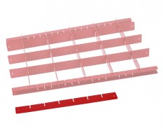 Metalen vakverdeling strip kort - rood