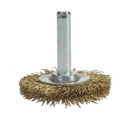 Staalborstel 38 mm op 6 mm stift met gegolfde staaldraad  / draadborstel / schuurborstel