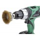 Set van 5 borstels: 2 staalborstels: 50 en 75 mm + 3 komborstels: 25, 50 en 75 mm. Op 6 mm stift met gegolfde staaldraad