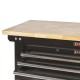 Werkbank 100 cm met hardhouten blad en gereedschapskist - zwart