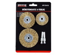 Set van 3 staalborstels: 50 / 63 en 75 mm op 6 mm stift met gegolfde staaldraad / draadborstel / schuurborstel