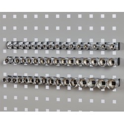 Set van 3 magnetische houders voor totaal 48 doppen / doppenrail voor 1/4" / 3/8" en 1/2" doppen / doppenhouder