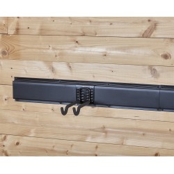 Dubbele wandhaak zwart 20 x 6 cm. tuingereedschap ophangen - opbergen - opbergsysteem - ophangsysteem  aan de muur.