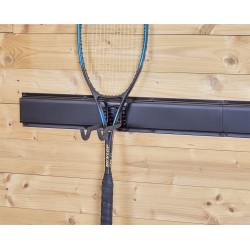 Dubbele wandhaak zwart 20 x 6 cm. tuingereedschap ophangen - opbergen - opbergsysteem - ophangsysteem  aan de muur.