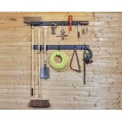 Dubbele wandhaak - 4.4 x 22 x 19.5 cm. tuingereedschap ophangen - opbergen - opbergsysteem - ophangsysteem  aan de muur.