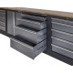 Werkbank set - Werkplaatskast - Gereedschapskast met hardhouten werkblad en 9 laden - 136 x 46 x 94,6 cm.