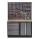 Werkbank set met hardhouten werkblad, gereedschapskast, gereedschapsbord - 5 laden - 136 x 46 x 94,5 / 199,5 cm