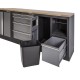 Werkbank met hardhouten werkblad, gereedschapsbord met bovenkasten, afvalbak en 4 laden - 136 cm
